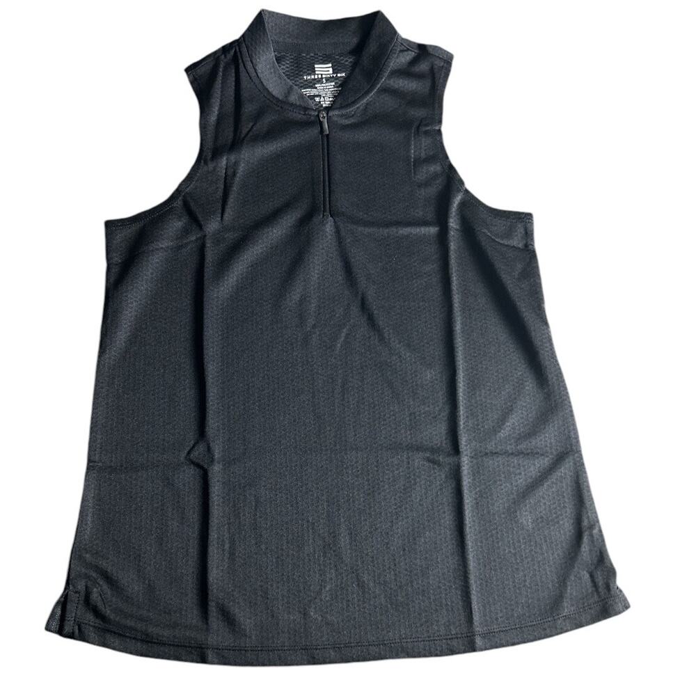 Three Sixty Six Women's Sleeveless Golf Polo Shirt Size Small Black